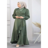Classic Olive Silk Gown - XL