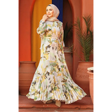 Maxi Dress - Naomi Pleat Satin Dress with Belt