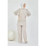 Cream Crepe Formal Suit: Elegant Two-Piece Ensemble
