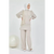 Cream Crepe Formal Suit: Elegant Two-Piece Ensemble