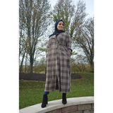 Brown Plaid Maxi Cardigan