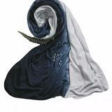 Sea Breeze Ombre: Blue and White Cotton Jersey Scarf